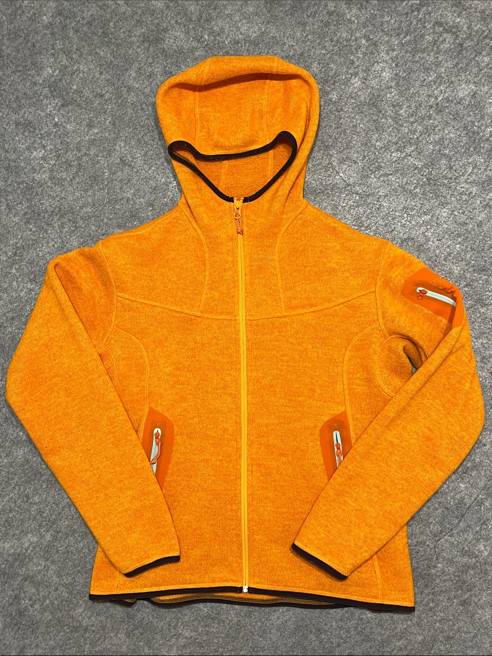 Arc'teryx Women's Hooded Full-Zip Orange Heathered Polartec Fleece Jacket